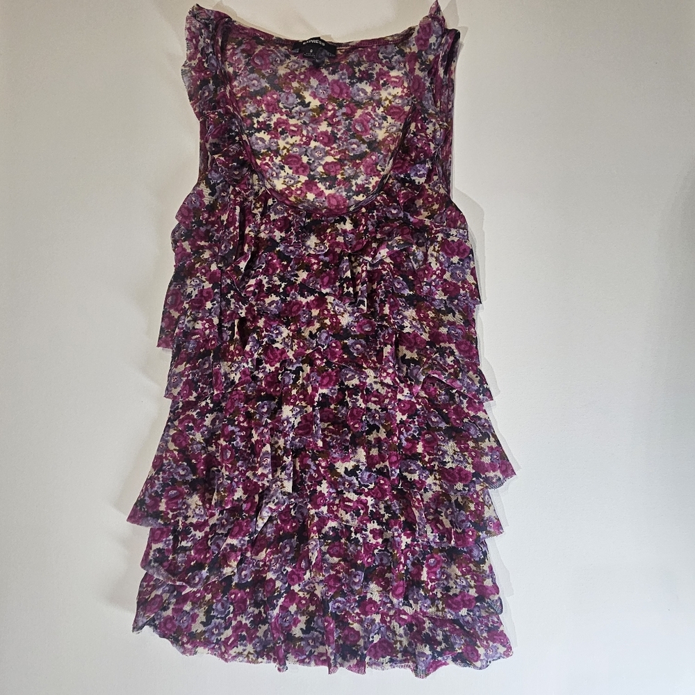 Express Sleeveless Blouse Womens Small Pink‎ Floral Scoop Neck Fall Office Top